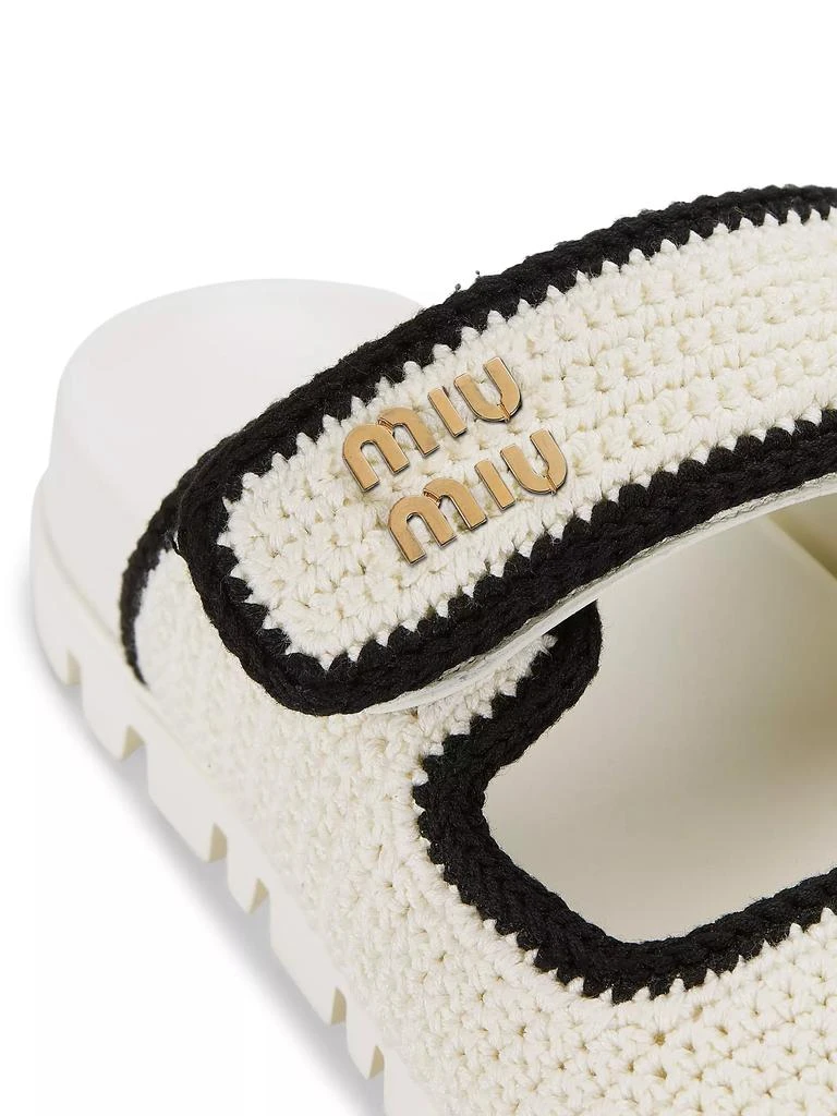 Miu Miu Logo Cotton Crochet Sandals 6