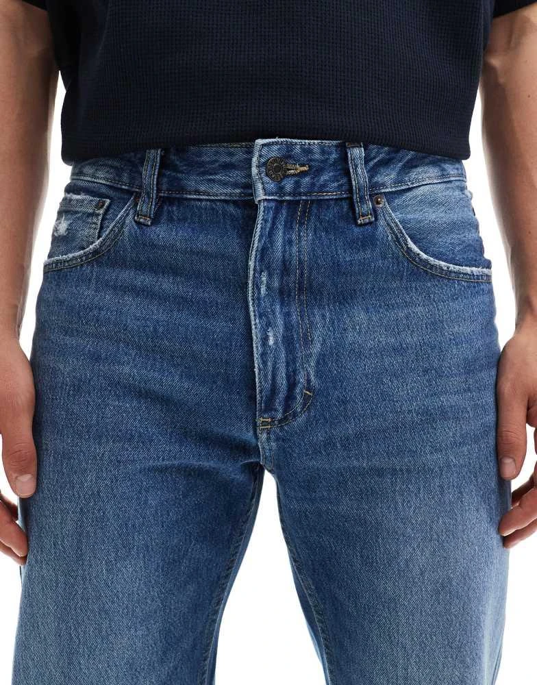 Pull&Bear Pull&Bear straight vintage jeans in mid blue 5