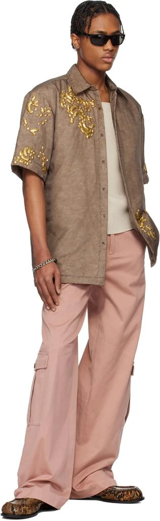 Dries Van Noten Brown Graphic Hardware Shirt 4