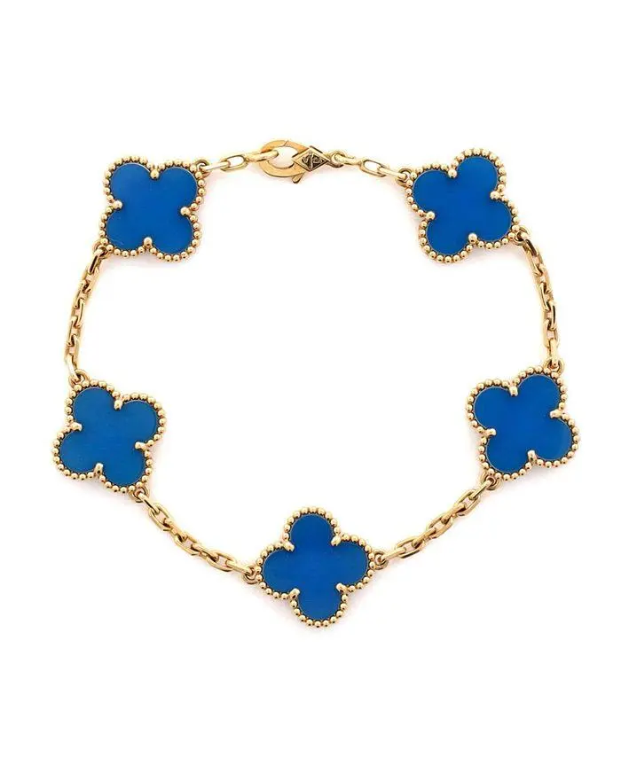 Pre-Owned Van Cleef & Arpels Vintage Alhambra 5 Motifs Bracelet 18K Gold and Agate