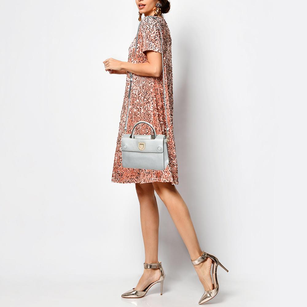 Dior Dior Silver Leather Mini Diorever Tote