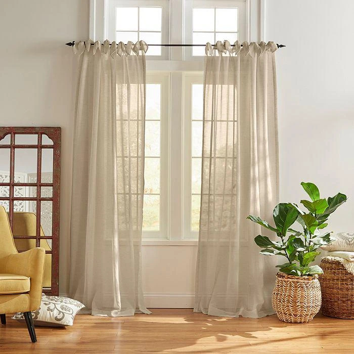 Elrene Home Fashions Vienna Tie-Top Sheer Curtain Panel, 52" x 84"