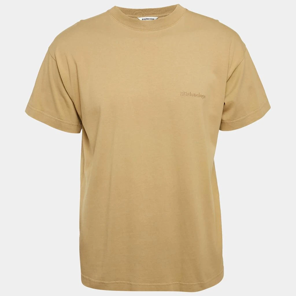 Balenciaga Balenciaga Brown Logo Embroidered Cotton Knit  T-Shirt S 1