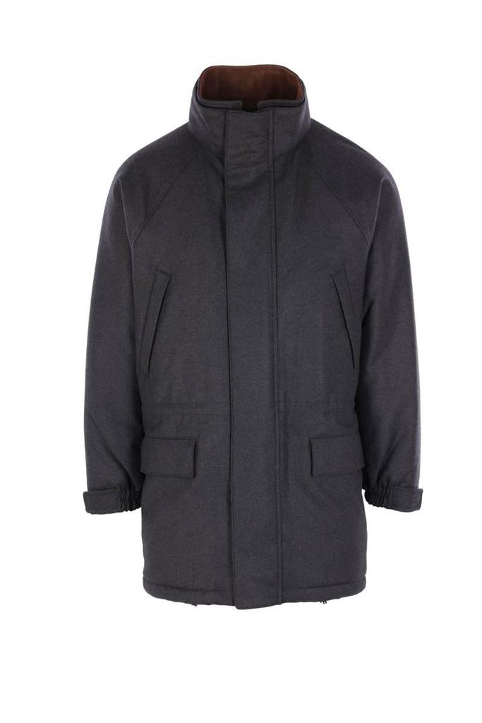 Shop Black Wool Max Canvas High Neck Zip Jacket on Sale at