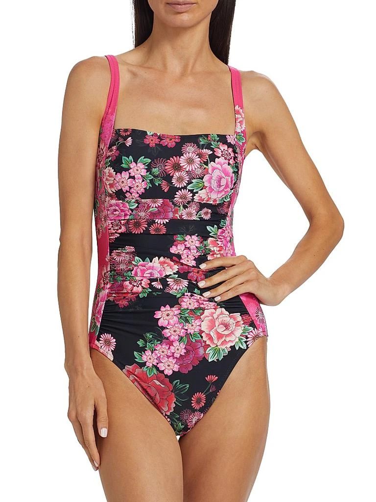 Johnny Was Plus Blum Ruched One-Piece Swimsuit 3