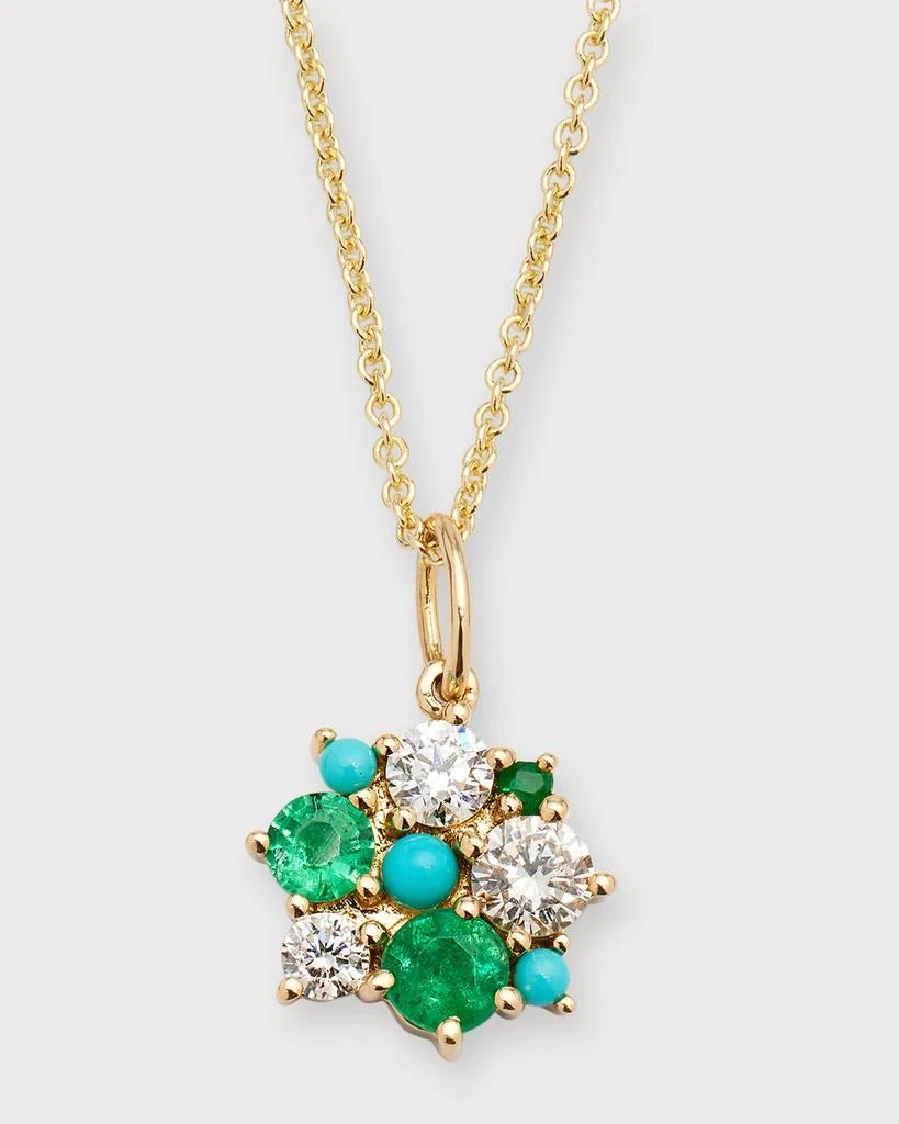 Sydney Evan Diamond, Emerald & Turquoise Tiffany Chain Necklace 1