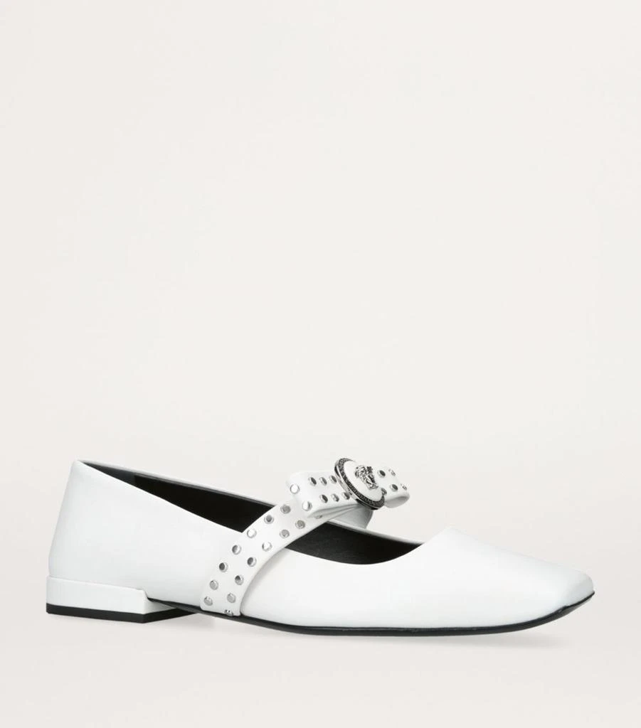 Versace Leather Gianni Ribbon Ballet Flats 3