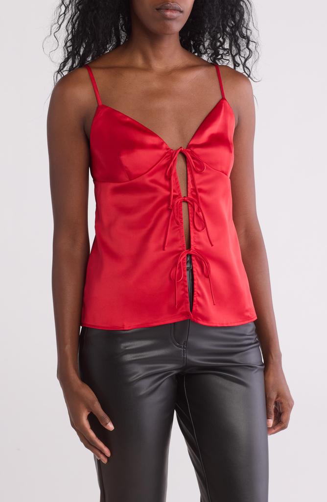 19 Cooper Tie Front Satin Crop Camisole