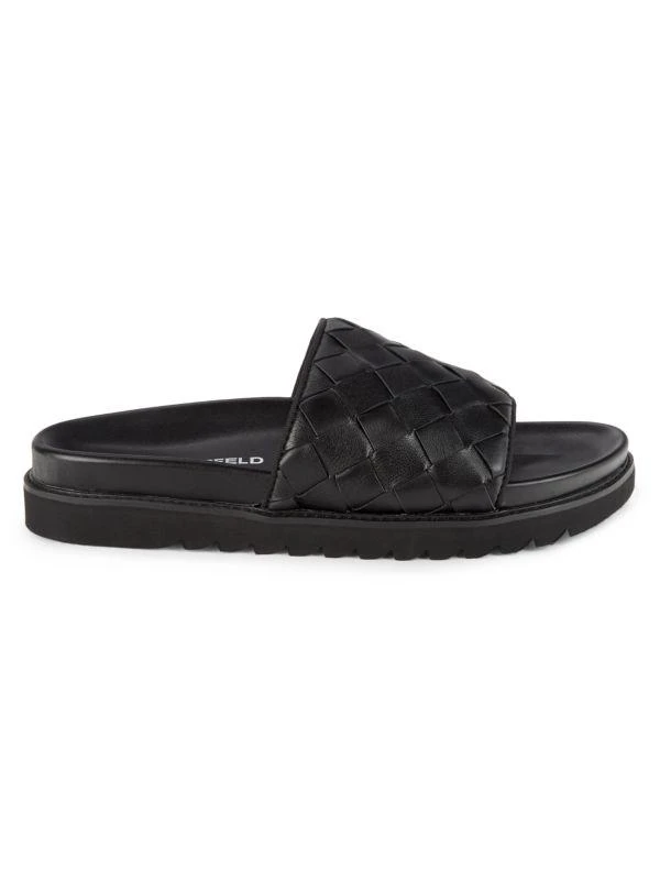 Karl Lagerfeld Paris Woven Leather Slides 1