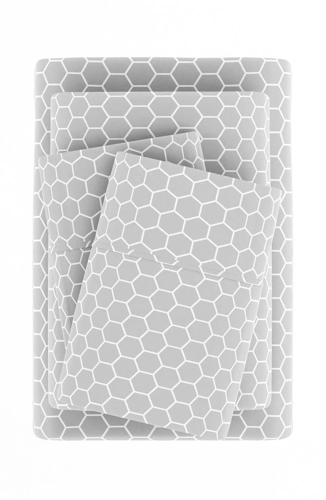 HOMESPUN HOME SPUN Premium Ultra Soft Honeycomb Pattern 4-Piece Bed Sheet Set 5