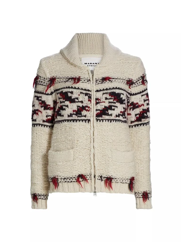 Isabel Marant Étoile Thylane Intarsia-Knit Wool Zip-Front Sweater 1