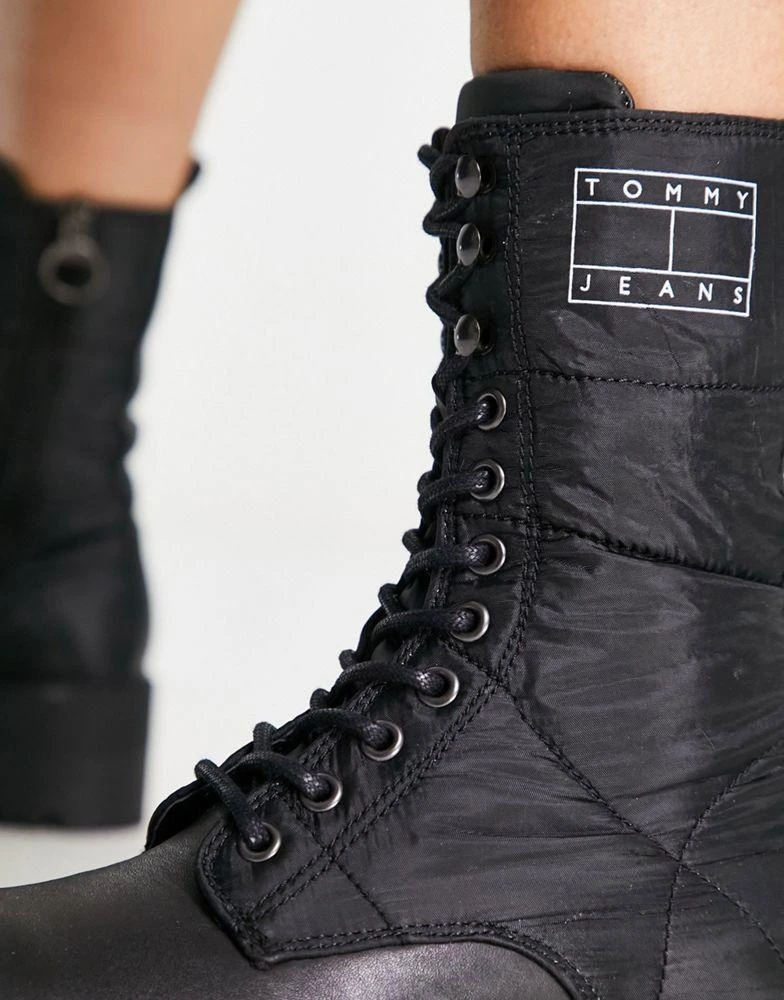 Tommy Jeans Tommy Jeans leather flatform padded boots in black 2