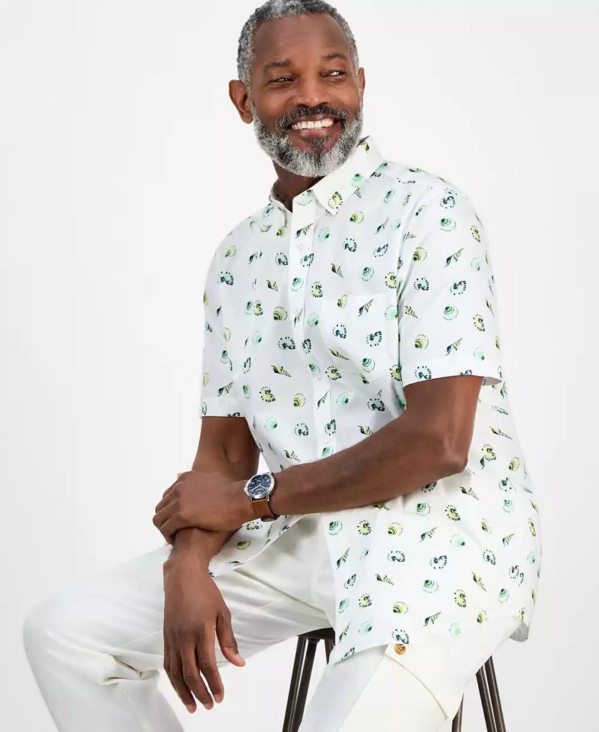 Club Room Men's Short Sleeve Seashell Print Button-Down Shirt, Exclusively at Macy's