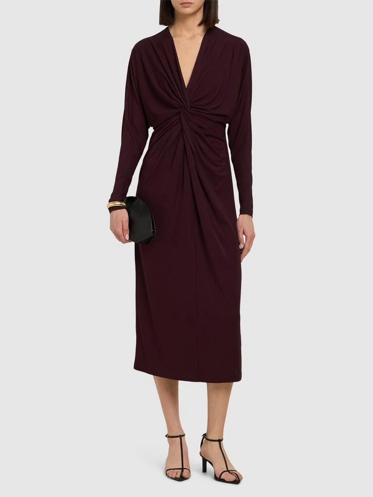 ANINE BING Mathilde Draped Viscose Midi Dress 1