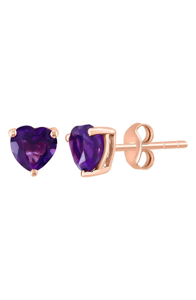 Effy 14K Rose Gold Heart Amethyst Stud Earrings 2