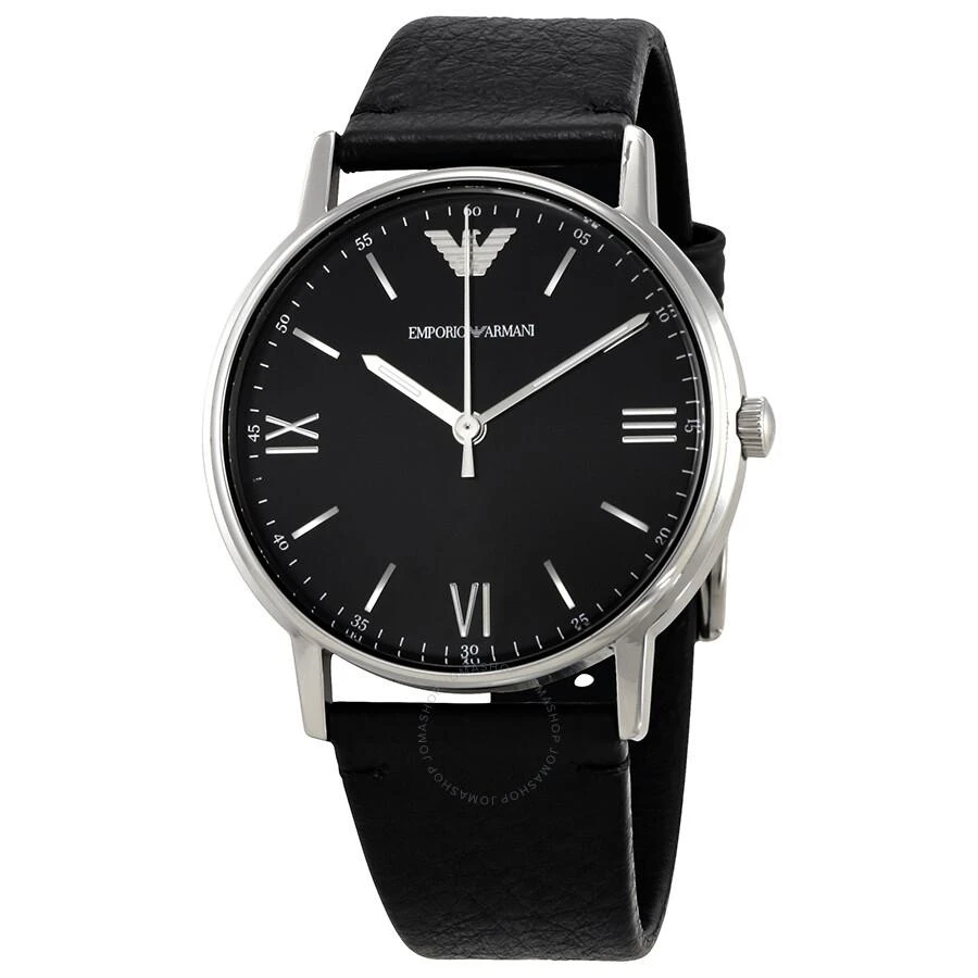 Emporio Armani Kappa Black Dial Black Leather Men's Watch AR11013 1