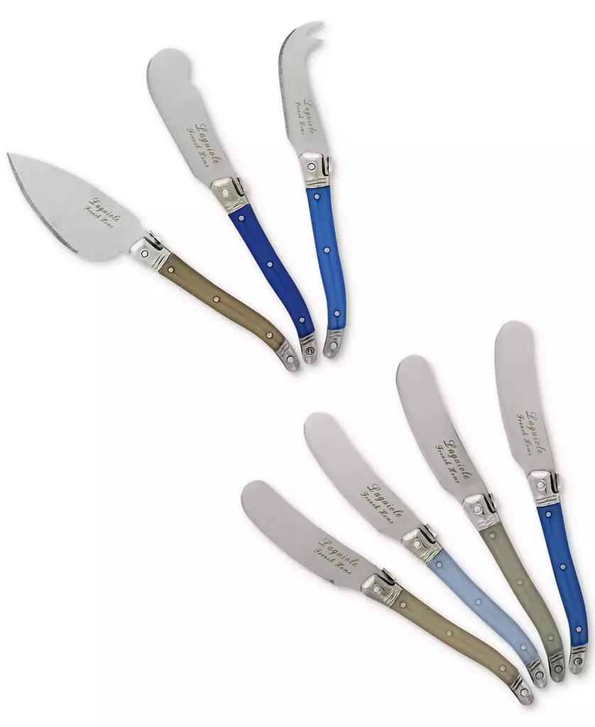 French Home Laguiole Cream and Blue Cheese Knife and Spreader Set, 7 Piece.