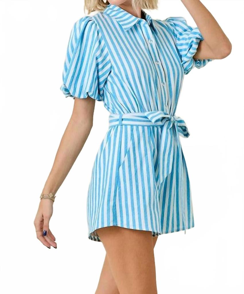 day + moon Striped Bubble Romper In Multi