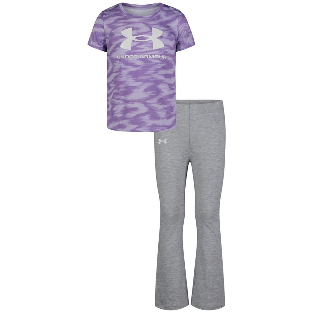 Under Armour Toddler and Little Girl 2-Pc. Short-Sleeve Glitter Logo Print Tee & Yoga Pants Set