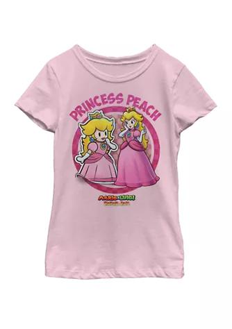 Nintendo Girls 7 16 Mario And Luigi Paper Jam Princess Peach Short Sleeve Graphic T Shirt