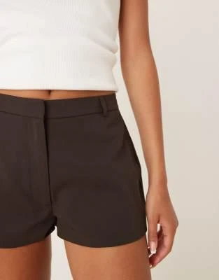 ASOS ASOS DESIGN tailored micro shorts in chocolate 2