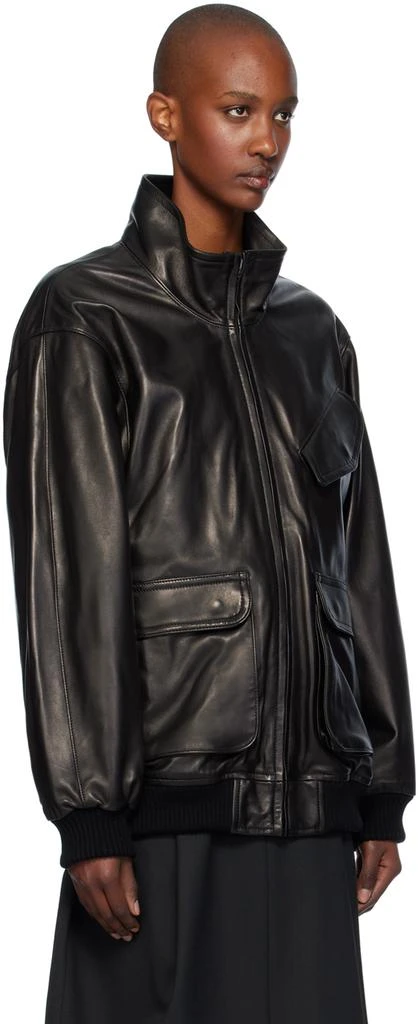 AURALEE Black Heavy Lamb Leather Zip Jacket 2