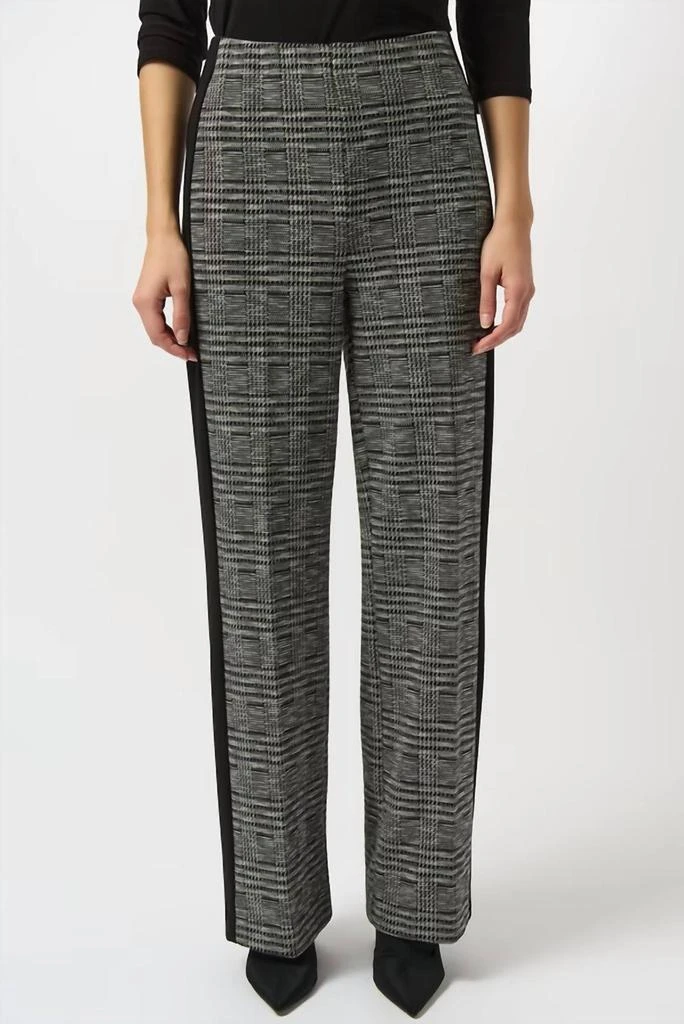 JOSEPH RIBKOFF Joseph Ribkoff - Plaid Mid Rise Wide Leg Trousers 4