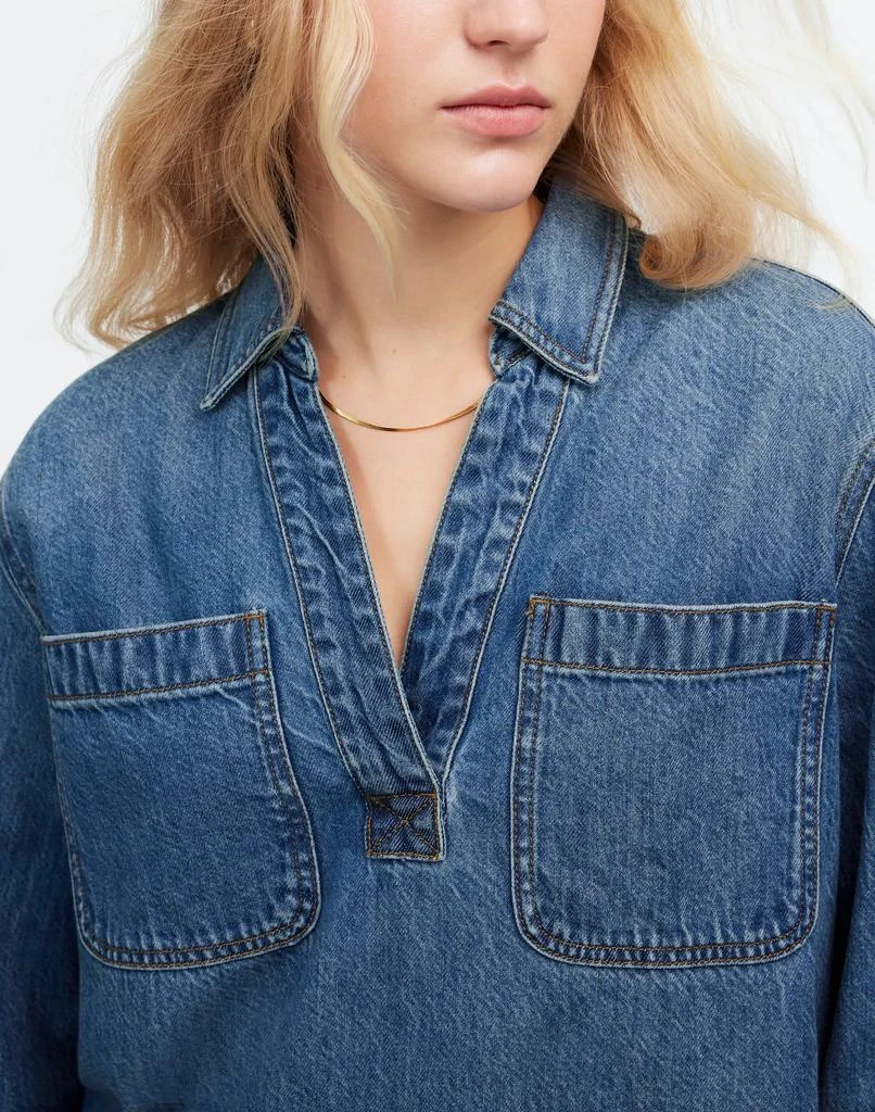 Madewell Denim Popover Tunic Shirt in Ector Wash 5