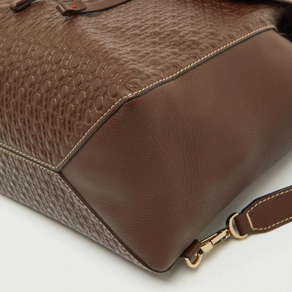 CH Carolina Herrera CH Carolina Herrera Brown Monogram Embossed Leather Flap Backpack 11