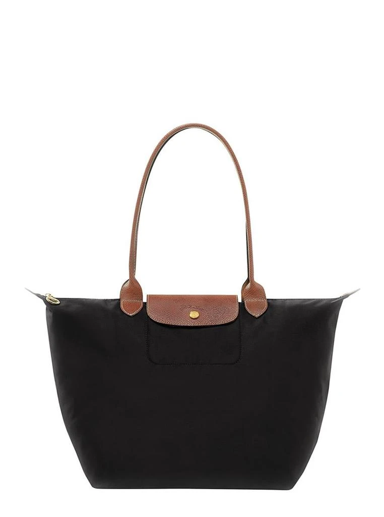 Longchamp 'Le Pliage Original' Black Shoulder Bag With Embossed Logo In Canvas Woman 1