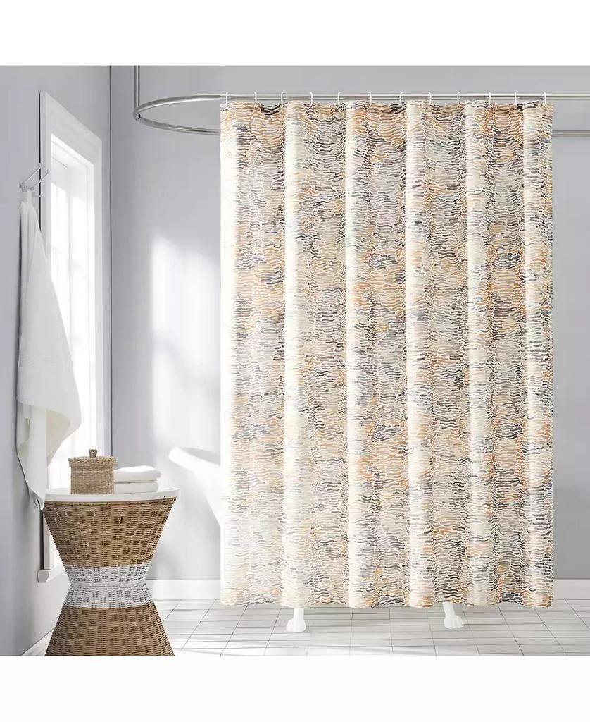 No. 918 Sisal Abstract Print Shower Curtain Set, 13-Pc.