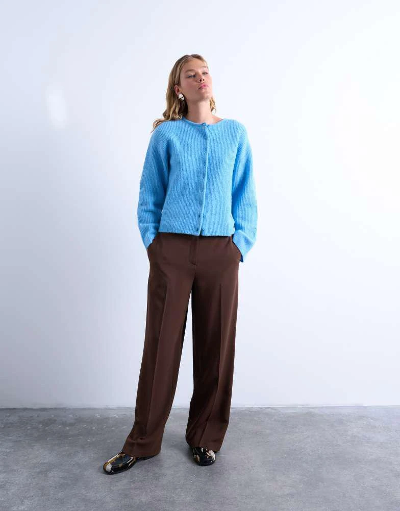 Topshop Topshop knitted easy ribbed relaxed cardigan in blue 2
