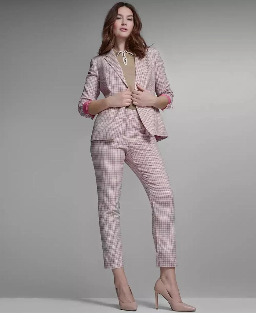 Tommy Hilfiger Women
s Plaid Notch Collar Slim Fit Blazer 7