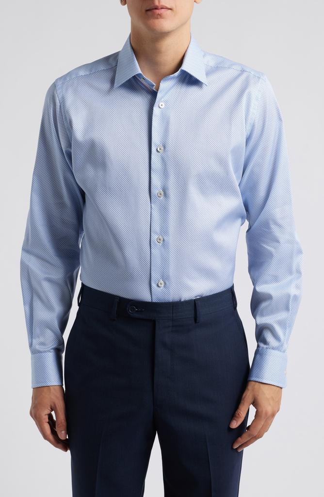 David Donahue Trim Fit Micro Print Dress Shirt