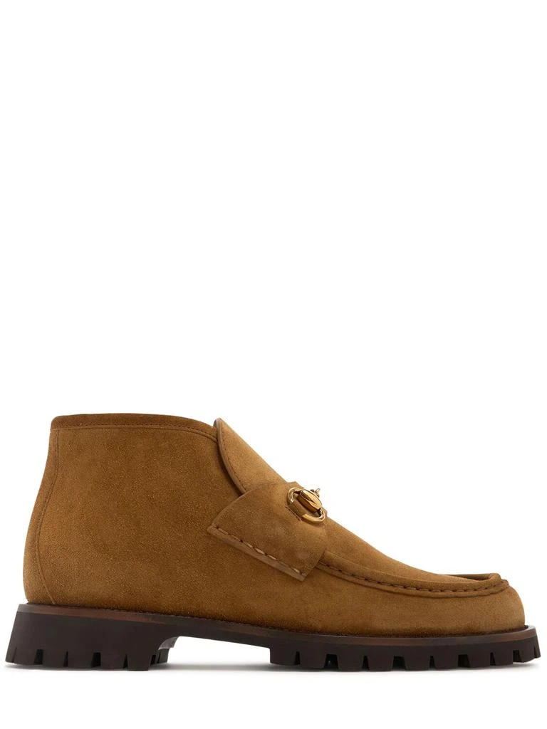 Gucci 15mm Horsebit Suede Ankle Boots 1