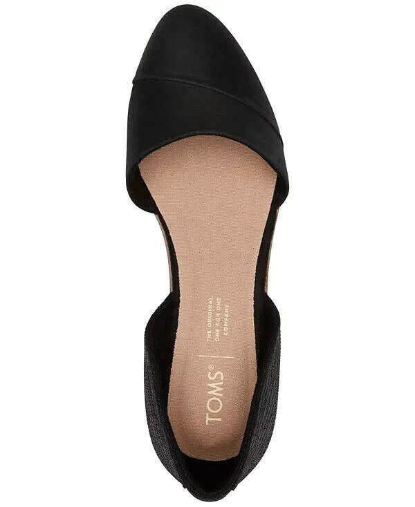 TOMS Jutti Flats Women's US 7 Black Leather Comfort Slip-On D'orsay FZP443 4