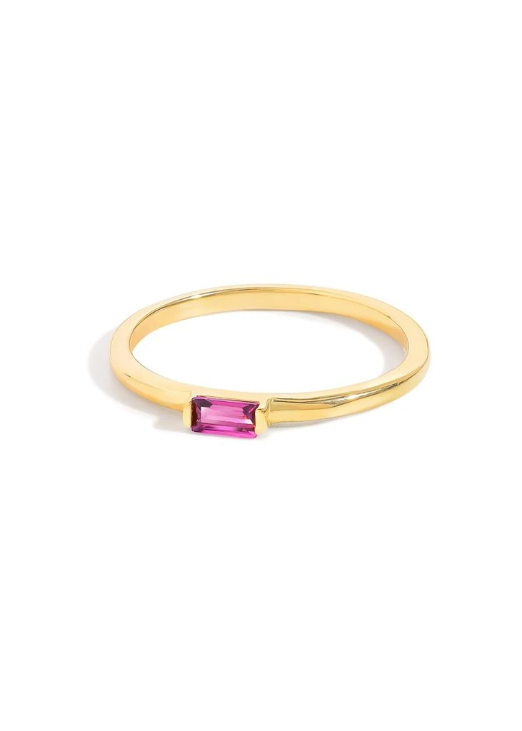 Tiramisu 14K Gold Plated Over 925 Sterling Silver Baguette Blush Rhodolite Garnet Ring 3