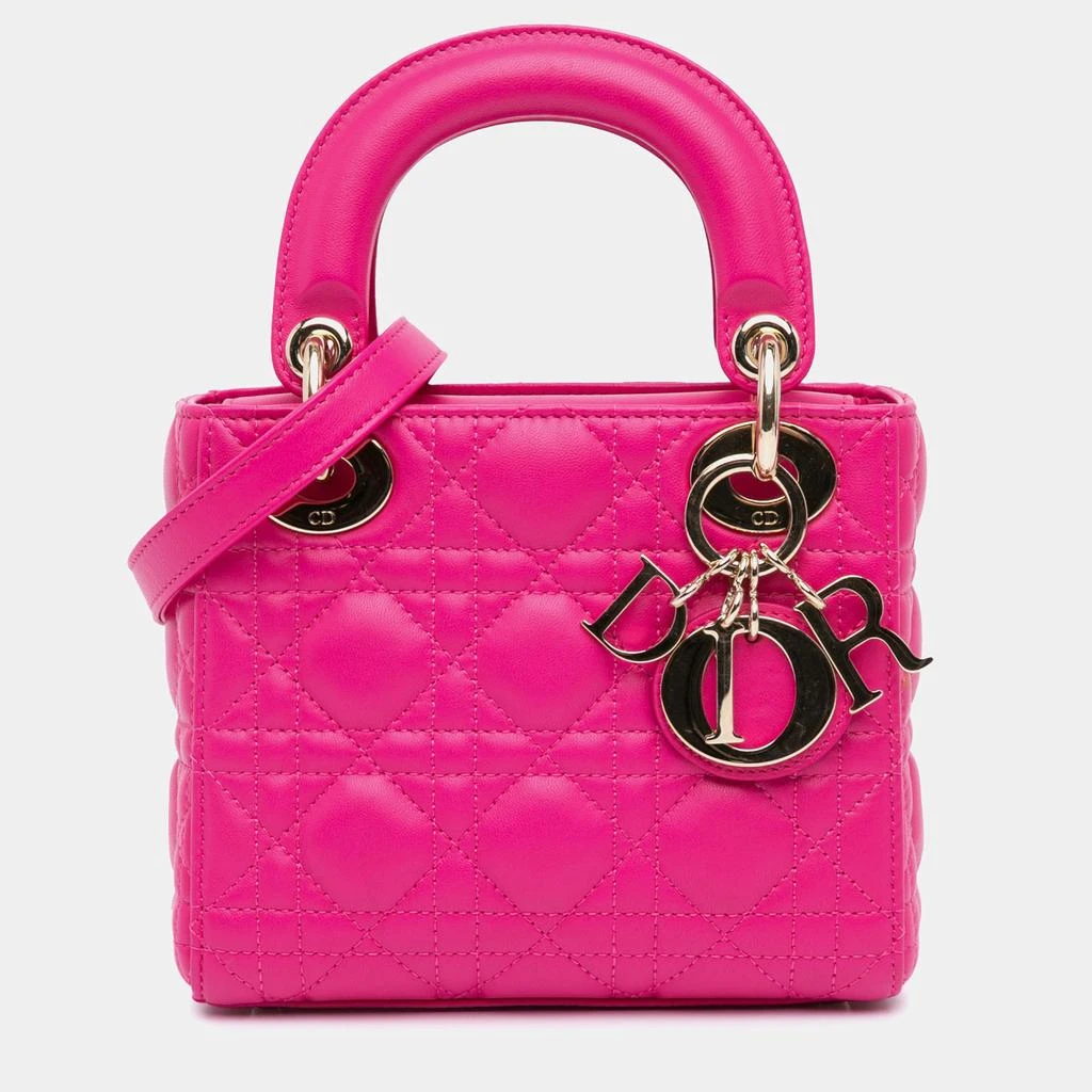 Dior Dior Pink Lambskin Mini Lady Dior Tote Bag 1