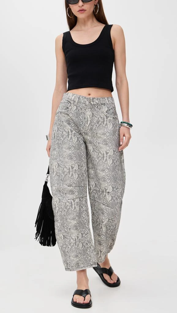 Free People Good Luck Printed Barrel Jeans 4