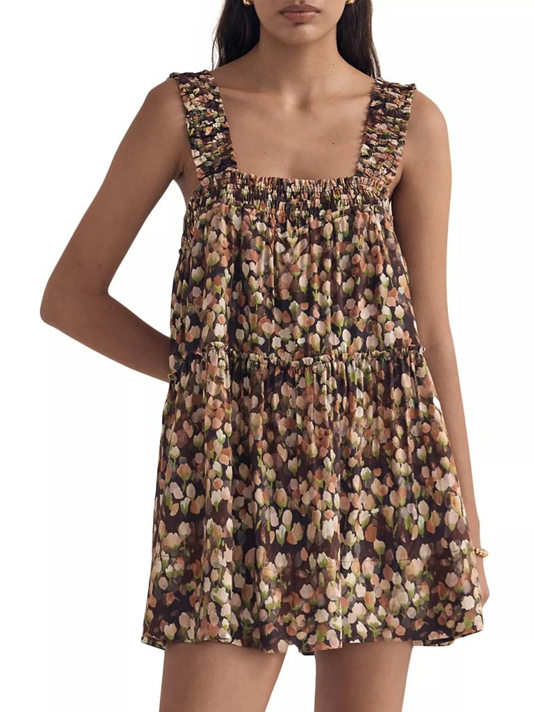 Peony Floral Silk-Blend Swing Minidress 3