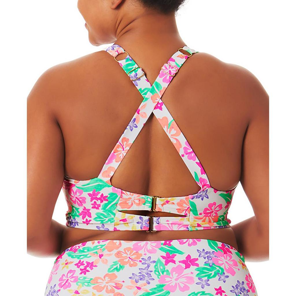 California Waves Plus Womens Floral Print Underwire Bikini Swim top