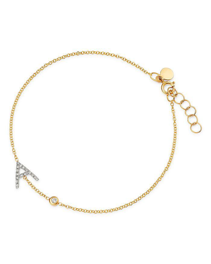 Zoe Lev 14K Yellow Gold Diamond Initial & Bezel Bracelet