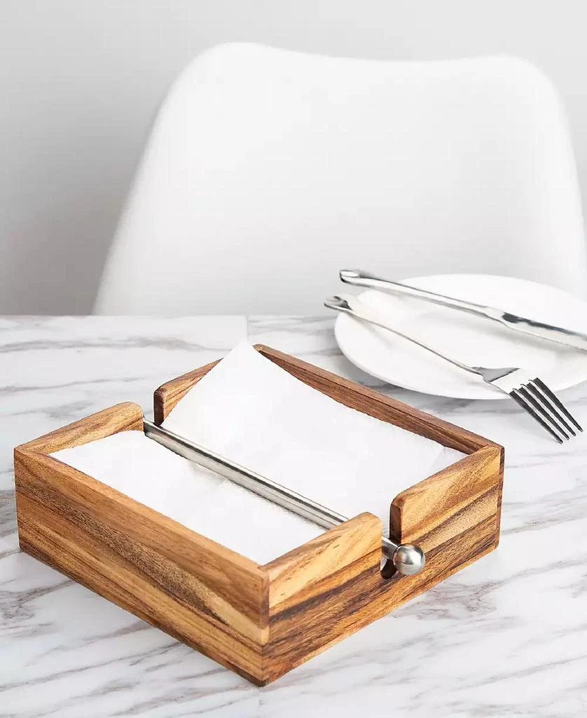 Ironwood Acacia Wood 9" Napkin Holder 2