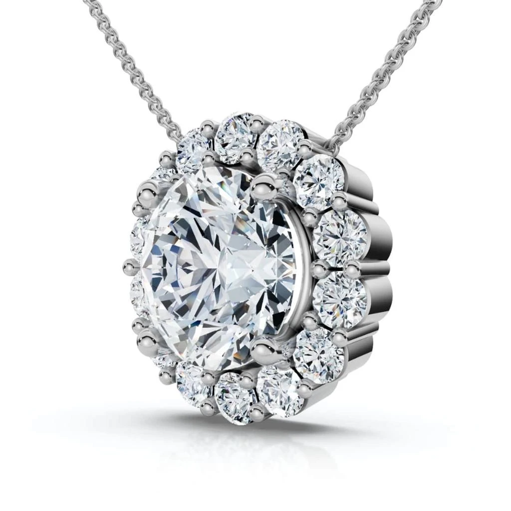 Pompeii3 Certified 3 1/2Ct Halo Diamond Pendant Lab Grown 14k Gold Women
s Necklace 2