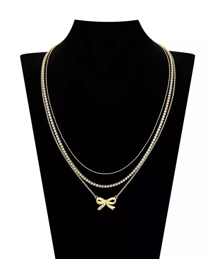 Unwritten Cubic Zirconia Bow Layered Necklace Set 5