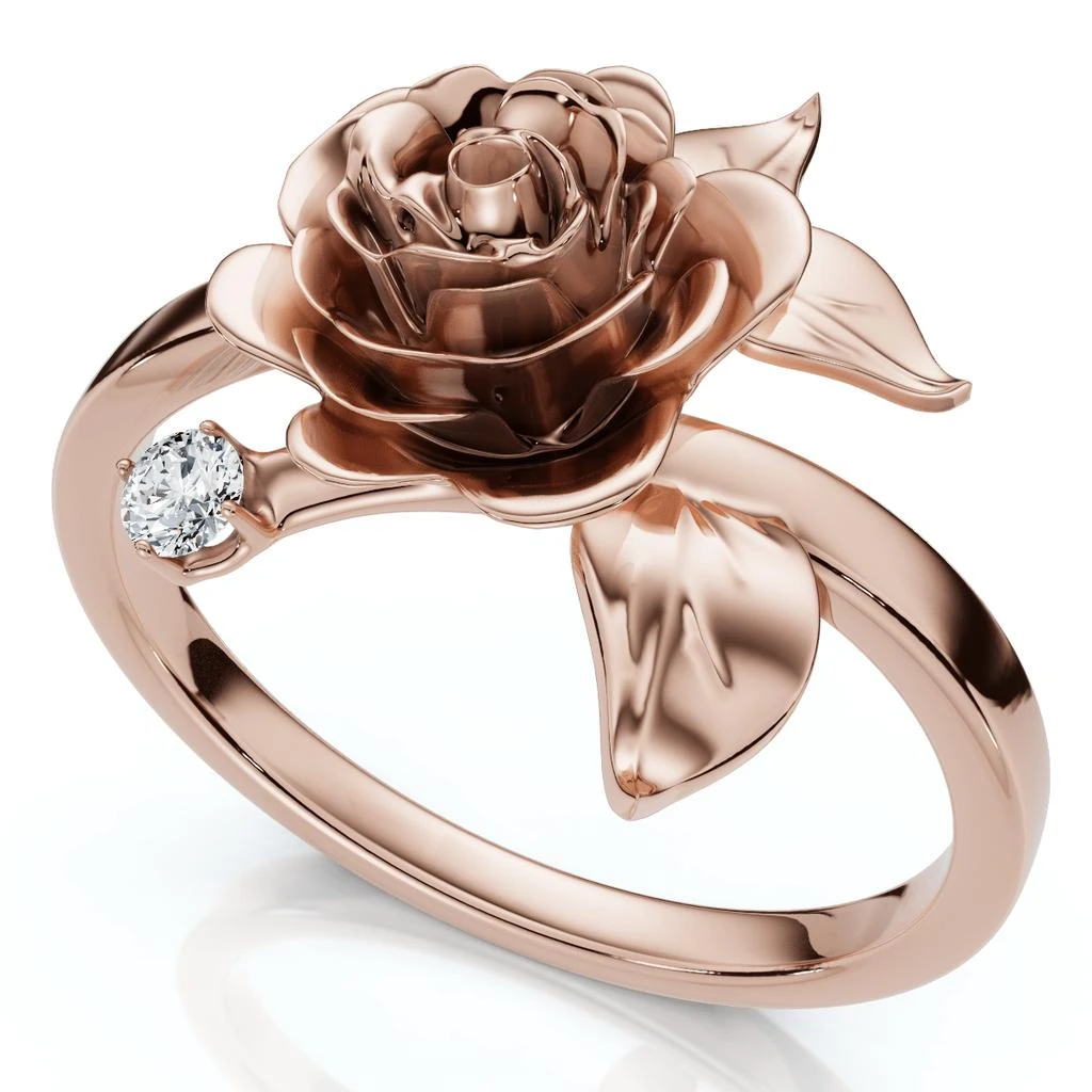 Pompeii3 Rose and Diamond Engagement Ring 14k Gold Lab Grown