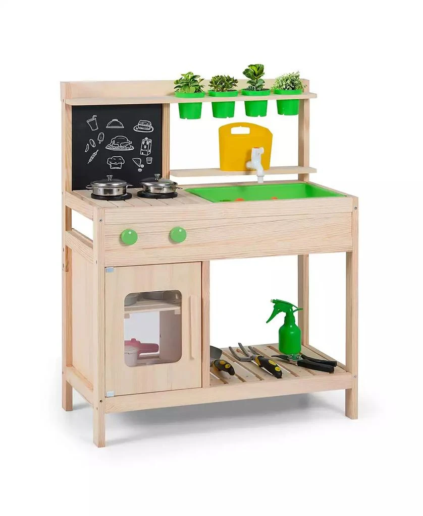 Mecale Kids Mud Kitchen Pretend Play Set with Chalkboard for Ages 3