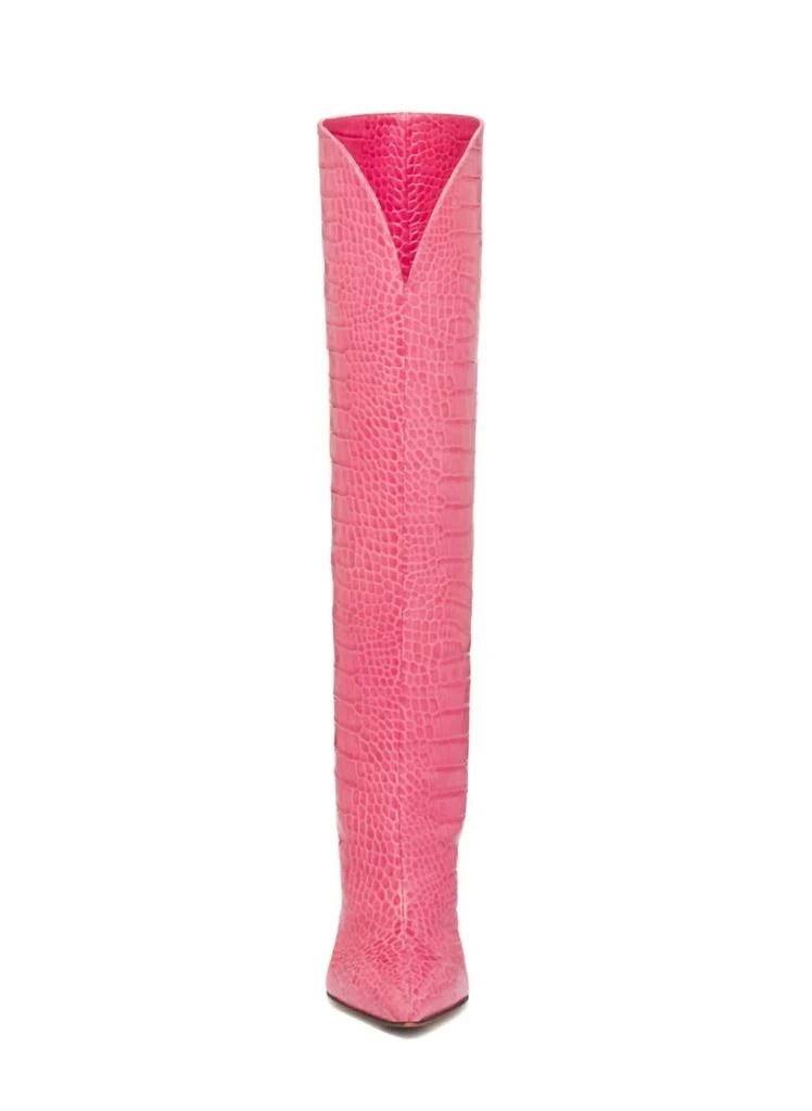 BEAUTIISOLES by Robyn Shreiber Peyton Knee High Pointed Toe Boot In Pink Crocodile 3
