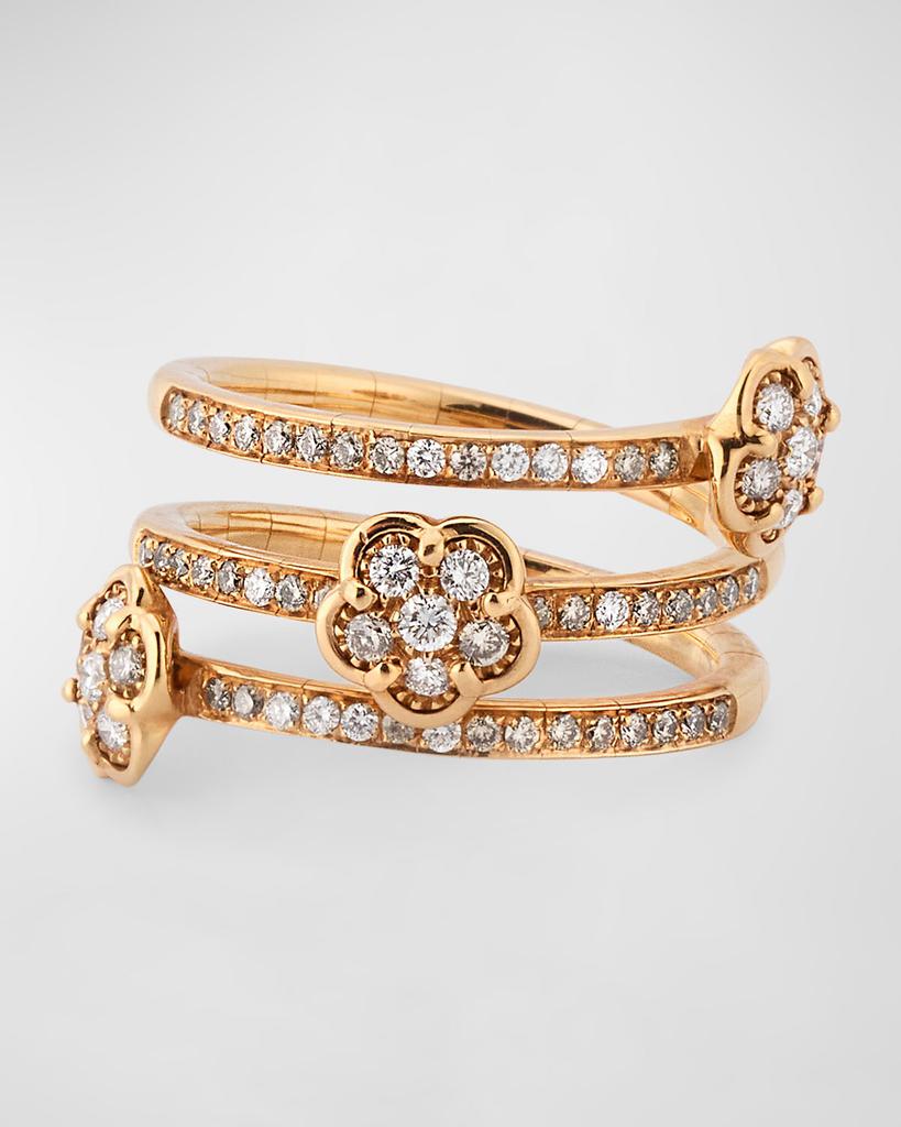 Pasquale Bruni 18k Rose Gold Diamond-Flower Coil Ring