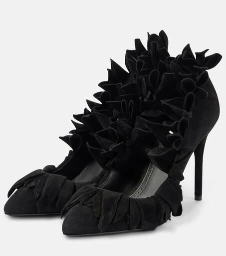 Alaïa Petal ruffled suede pumps 4